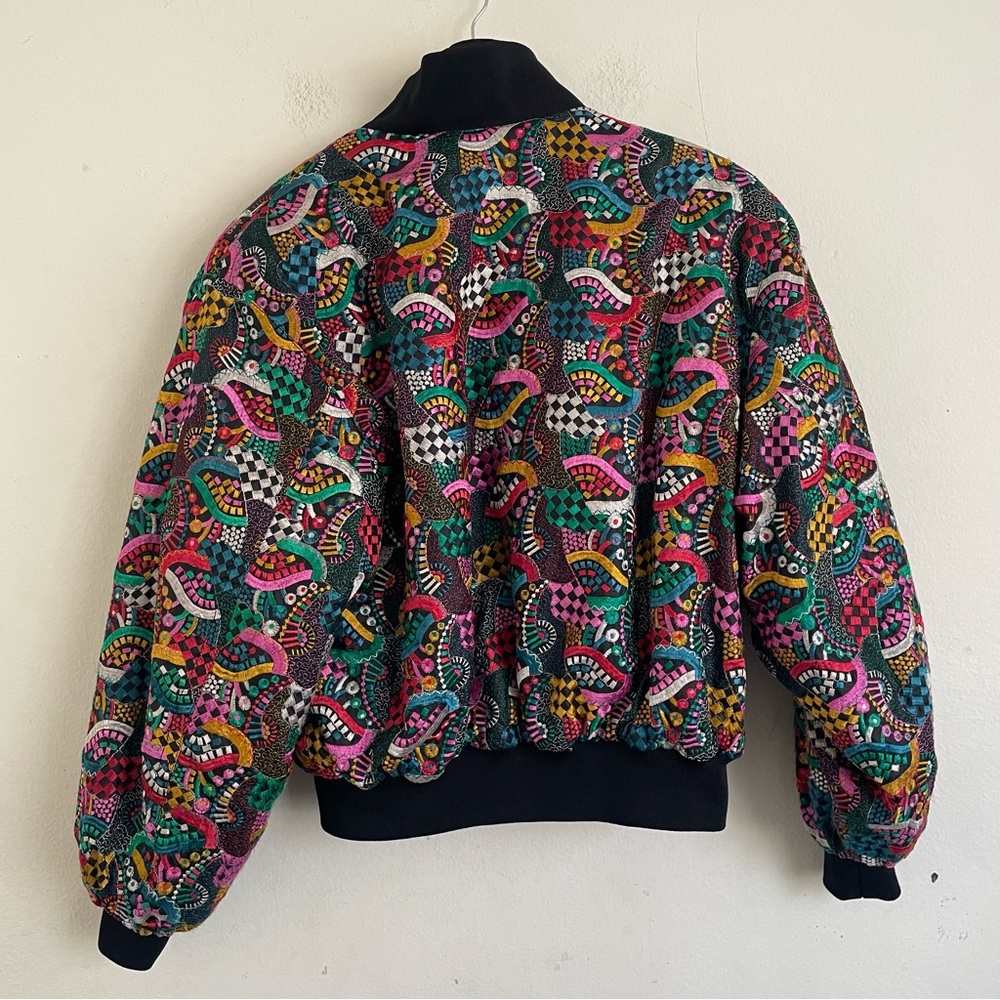 Vintage 80s Skea Paris Vail Embroidered Bomber Ski Jacket Multicolor Size 6 - Picture 3 of 8